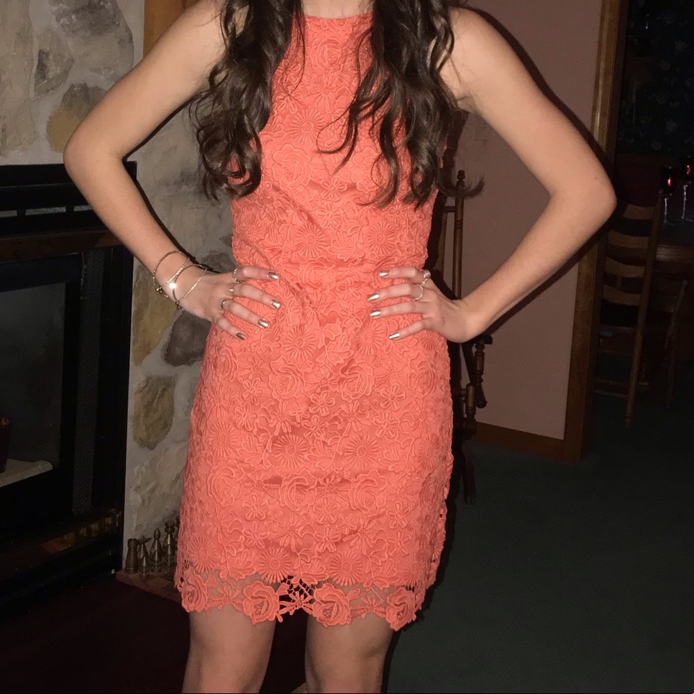 Peach lace cocktail/formal dress